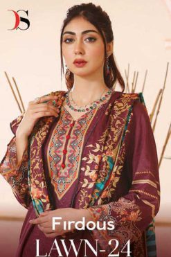 Deepsy Firdous Lawn Vol 24 Chiffon Cotton Salwar Suit Catalog 8 Pcs