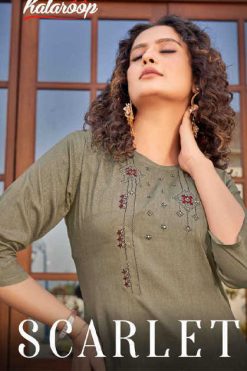 Kalaroop Scarlet by Kajree Rayon Kurti Catalog 6 Pcs