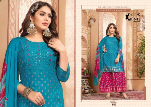 Kinti Shaheen Vol 5 Kurti with Dupatta Sharara Rayon Catalog 6 Pcs 4 510x364 - Kinti Shaheen Vol 5 Kurti with Dupatta Sharara Rayon Catalog 6 Pcs