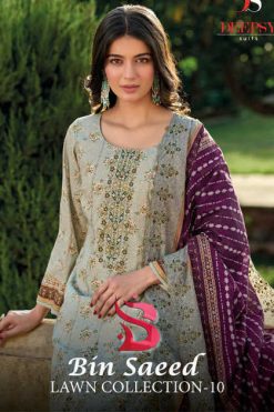 Deepsy Bin Saeed Lawn Collection Vol 10 Salwar Suit Catalog 6 Pcs