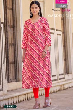 Diya Trends Gardencity Concept Vol 3 Kajal Style Rayon Kurti Catalog 12 Pcs