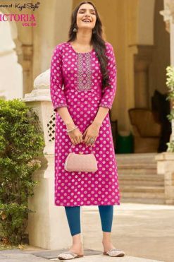 Diya Trends Victoria Vol 9 by Kajal Style Rayon Kurti Catalog 12 Pcs