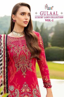 Shree Fabs Gulaal Luxury Lawn Collection Vol 1 Chiffon Cotton Salwar Suit Catalog 7 Pcs