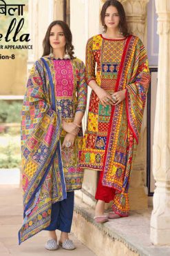 Alok Bella Vol 8 Muslin Salwar Suit Catalog 6 Pcs