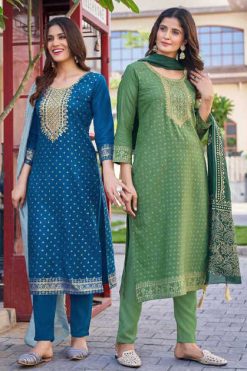 Blue Hills Royal Touch Vol 10 Kurti with Dupatta Bottom Rayon Catalog 8 Pcs