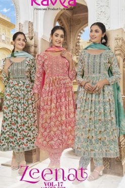Kavya Zeenat Vol 17 Naira Cut Chanderi Readymade Suit Catalog 10 Pcs