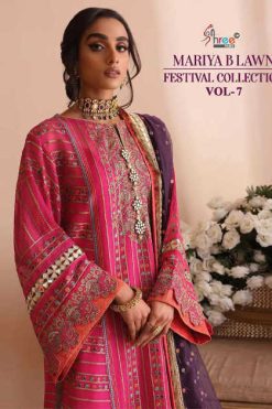 Shree Fabs Mariya B Lawn Festival Collection Vol 7 Cotton Salwar Suit Catalog 3 Pcs