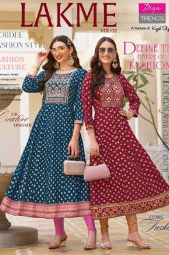 Diya Trends Lakme Vol 2 by Kajal Style Rayon Kurti Catalog 8 Pcs