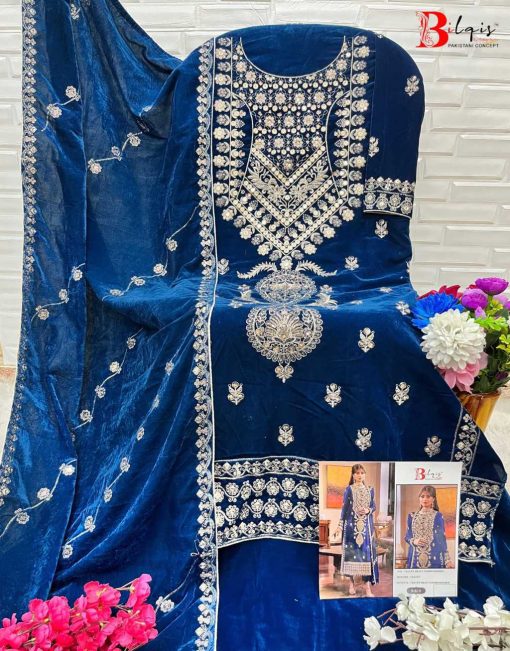 Bilqis B 82 A D Velvet Salwar Suit Catalog 4 Pcs 11 510x651 - Bilqis B 82 A-D Velvet Salwar Suit Catalog 4 Pcs