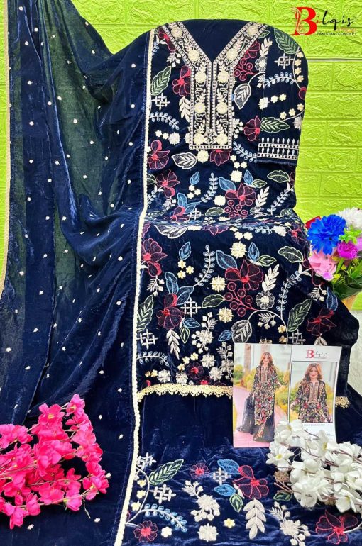 Bilqis B 83 A D Velvet Salwar Suit Catalog 4 Pcs 2 510x770 - Bilqis B 83 A-D Velvet Salwar Suit Catalog 4 Pcs