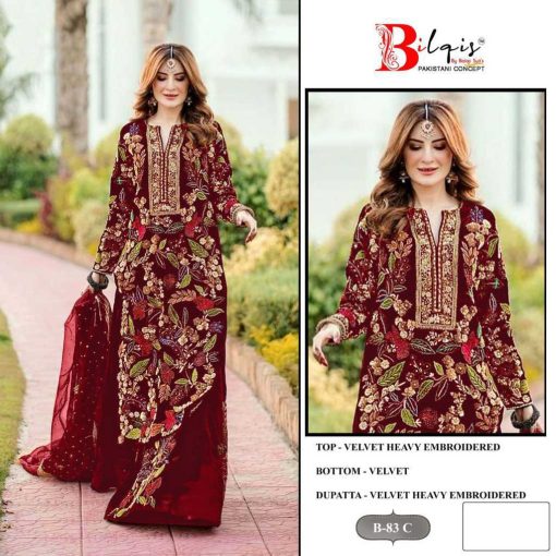 Bilqis B 83 A D Velvet Salwar Suit Catalog 4 Pcs 7 510x510 - Bilqis B 83 A-D Velvet Salwar Suit Catalog 4 Pcs