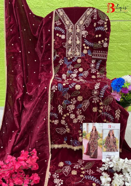 Bilqis B 83 A D Velvet Salwar Suit Catalog 4 Pcs 8 510x722 - Bilqis B 83 A-D Velvet Salwar Suit Catalog 4 Pcs