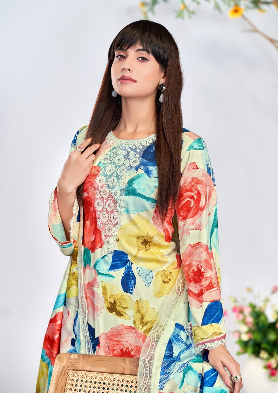 Kashmiri Garden by The Hermitage Shop Viscose Salwar Suit Catalog 6 Pcs - Image 14