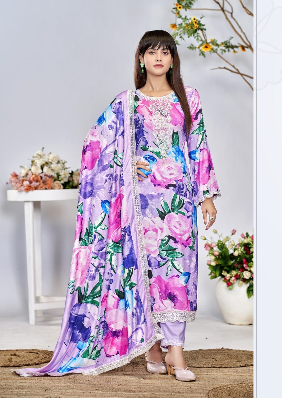 Kashmiri Garden by The Hermitage Shop Viscose Salwar Suit Catalog 6 Pcs - Image 4
