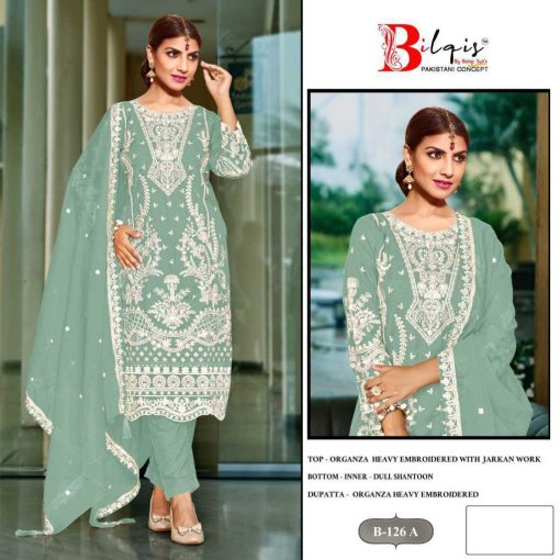 Bilqis B 126 A D Organza Salwar Suit Catalog 4 Pcs 1 510x510 - Bilqis B 126 A-D Organza Salwar Suit Catalog 4 Pcs