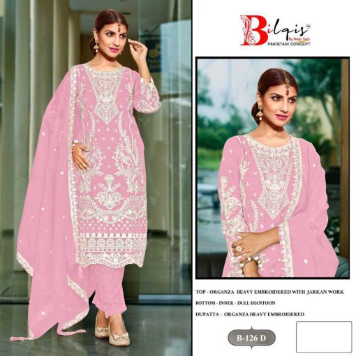 Bilqis B 126 A D Organza Salwar Suit Catalog 4 Pcs 7 510x510 - Bilqis B 126 A-D Organza Salwar Suit Catalog 4 Pcs