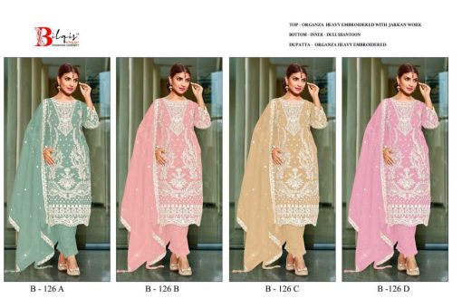 Bilqis B 126 A D Organza Salwar Suit Catalog 4 Pcs 9 510x340 - Bilqis B 126 A-D Organza Salwar Suit Catalog 4 Pcs