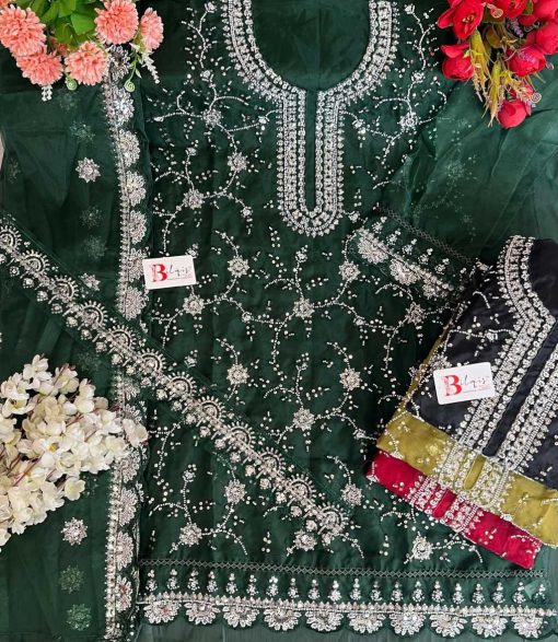 Bilqis B 131 A D Organza Salwar Suit Catalog 4 Pcs 2 510x587 - Bilqis B 131 A-D Organza Salwar Suit Catalog 4 Pcs