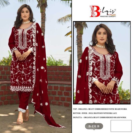 Bilqis B 131 A D Organza Salwar Suit Catalog 4 Pcs 3 510x510 - Bilqis B 131 A-D Organza Salwar Suit Catalog 4 Pcs