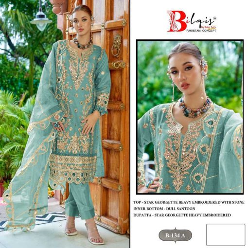 Bilqis B 134 A D Georgette Salwar Suit Catalog 4 Pcs 1 510x510 - Bilqis B 134 A-D Georgette Salwar Suit Catalog 4 Pcs