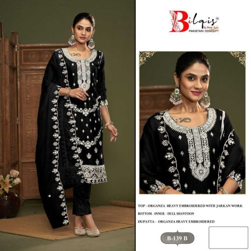 Bilqis B 139 A D Organza Salwar Suit Catalog 4 Pcs 1 510x510 - Bilqis B 139 A-D Organza Salwar Suit Catalog 4 Pcs