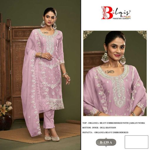 Bilqis B 139 A D Organza Salwar Suit Catalog 4 Pcs 3 510x510 - Bilqis B 139 A-D Organza Salwar Suit Catalog 4 Pcs