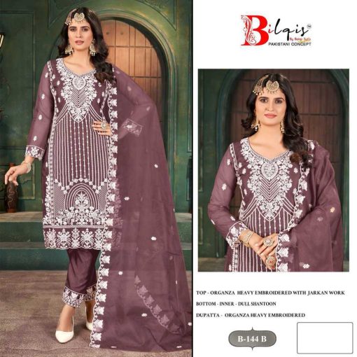 Bilqis B 144 A D Organza Salwar Suit Catalog 4 Pcs 1 510x510 - Bilqis B 144 A-D Organza Salwar Suit Catalog 4 Pcs
