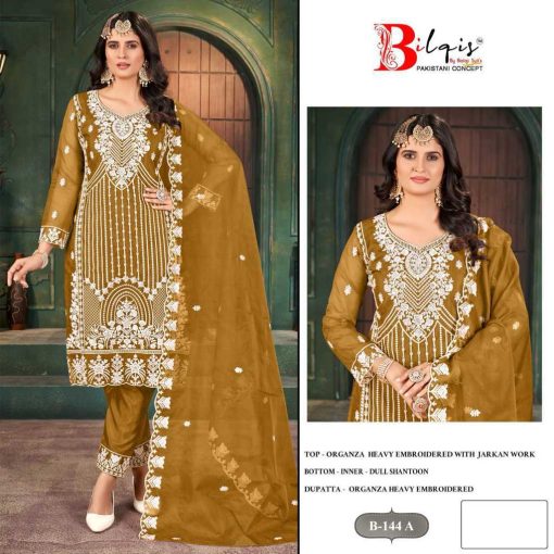 Bilqis B 144 A D Organza Salwar Suit Catalog 4 Pcs 3 510x510 - Bilqis B 144 A-D Organza Salwar Suit Catalog 4 Pcs