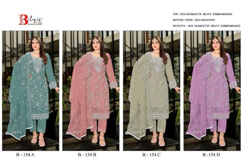 Bilqis B 154 A D Georgette Salwar Suit Catalog 4 Pcs 9 510x340 - Bilqis B 154 A-D Georgette Salwar Suit Catalog 4 Pcs