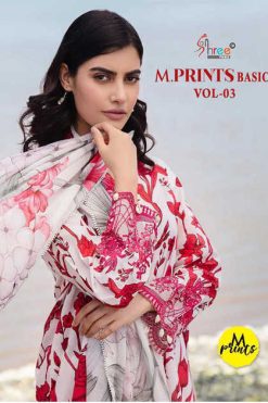 Shree Fabs M Prints Basics Vol 3 Chiffon Cotton Salwar Suit Catalog 6 Pcs