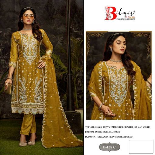 Bilqis B 138 A D Organza Salwar Suit Catalog 4 Pcs 1 510x510 - Bilqis B 138 A-D Organza Salwar Suit Catalog 4 Pcs
