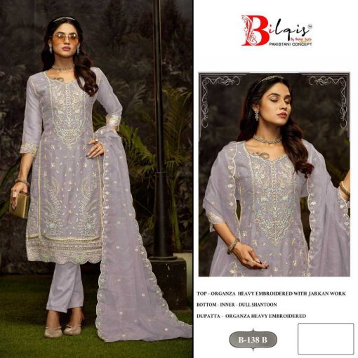 Bilqis B 138 A D Organza Salwar Suit Catalog 4 Pcs 3 510x510 - Bilqis B 138 A-D Organza Salwar Suit Catalog 4 Pcs