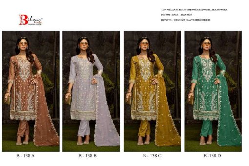 Bilqis B 138 A D Organza Salwar Suit Catalog 4 Pcs 9 510x340 - Bilqis B 138 A-D Organza Salwar Suit Catalog 4 Pcs