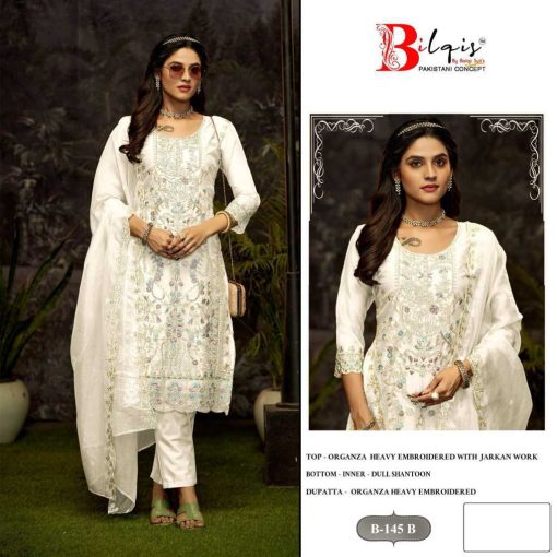 Bilqis B 145 A D Organza Salwar Suit Catalog 4 Pcs 1 510x510 - Bilqis B 145 A-D Organza Salwar Suit Catalog 4 Pcs