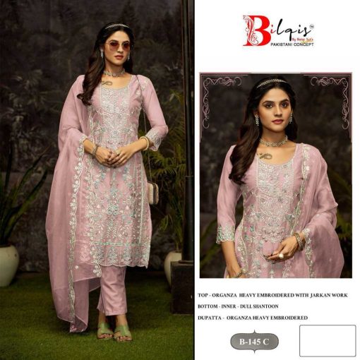 Bilqis B 145 A D Organza Salwar Suit Catalog 4 Pcs 5 510x510 - Bilqis B 145 A-D Organza Salwar Suit Catalog 4 Pcs