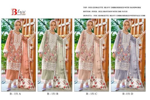 Bilqis B 151 A D Georgette Salwar Suit Catalog 4 Pcs 9 510x340 - Bilqis B 151 A-D Georgette Salwar Suit Catalog 4 Pcs