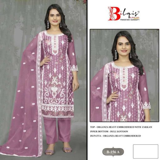 Bilqis B 156 A D Organza Salwar Suit Catalog 4 Pcs 1 510x510 - Bilqis B 156 A-D Organza Salwar Suit Catalog 4 Pcs