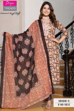 Diya Trends Odhani Vol 5 A by Kajal Style Kurti with Dupatta Bottom Cotton Catalog 8 Pcs