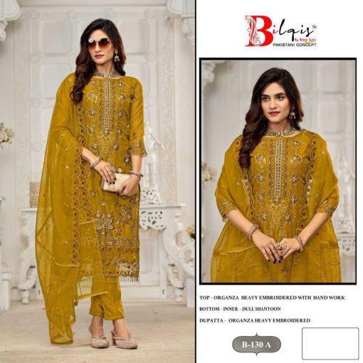 Bilqis B 130 A D Organza Salwar Suit Catalog 4 Pcs 1 510x510 - Bilqis B 130 A-D Organza Salwar Suit Catalog 4 Pcs
