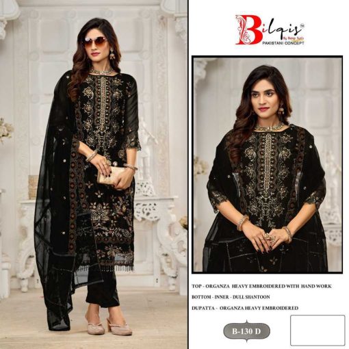 Bilqis B 130 A D Organza Salwar Suit Catalog 4 Pcs 7 510x510 - Bilqis B 130 A-D Organza Salwar Suit Catalog 4 Pcs