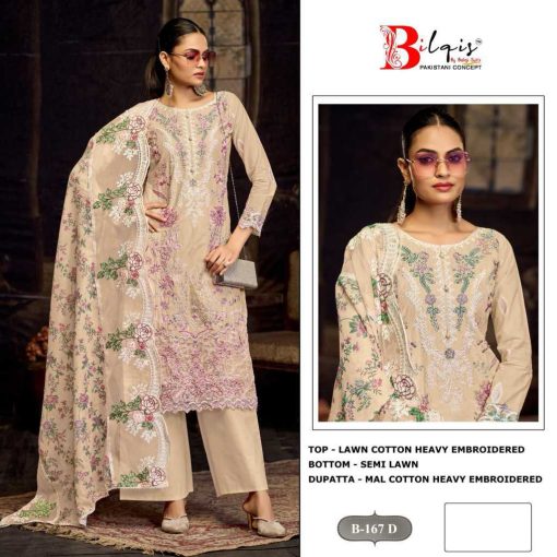 Bilqis B 167 A D Cotton Salwar Suit Catalog 4 Pcs 3 510x510 - Bilqis B 167 A-D Cotton Salwar Suit Catalog 4 Pcs