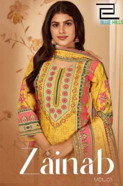 Blue Hills Zainab Vol 3 Kurti with Dupatta Bottom Muslin Catalog 4 Pcs