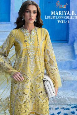 Shree Fabs Mariya B Luxury Lawn Collection Vol 1 Chiffon Cotton Salwar Suit Catalog 7 Pcs