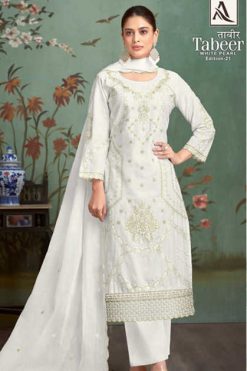 Alok Tabeer White Pearl Vol 21 Cotton Salwar Suit Catalog 4 Pcs