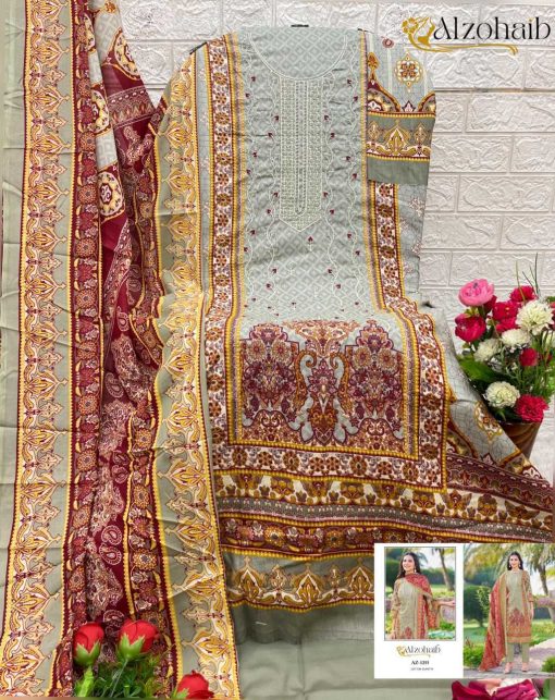 Alzohaib Saira Vol 1 Chiffon Cotton Salwar Suit Catalog 5 Pcs 8 510x643 - Alzohaib Saira Vol 1 Chiffon Cotton Salwar Suit Catalog 5 Pcs