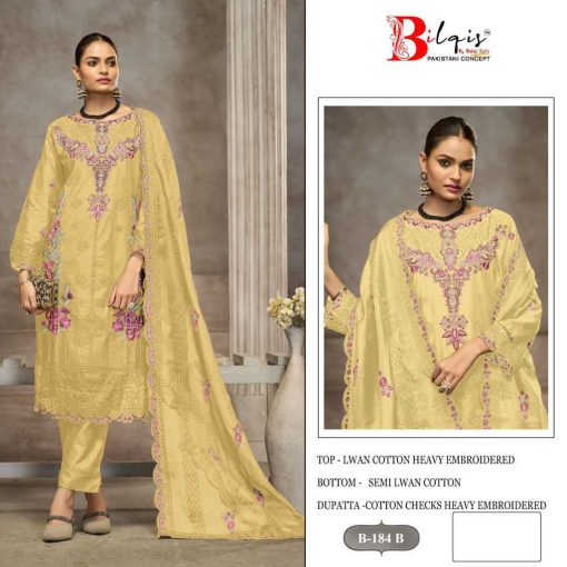 Bilqis B 184 A D Cotton Salwar Suit Catalog 4 Pcs 5 510x510 - Bilqis B 184 A-D Cotton Salwar Suit Catalog 4 Pcs