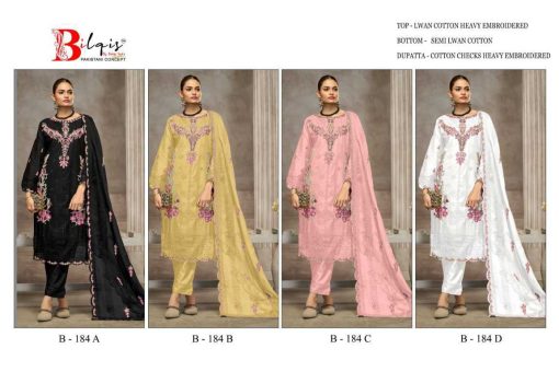 Bilqis B 184 A D Cotton Salwar Suit Catalog 4 Pcs 9 510x340 - Bilqis B 184 A-D Cotton Salwar Suit Catalog 4 Pcs