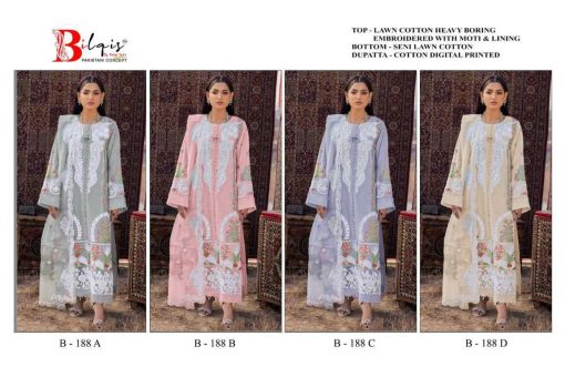 Bilqis B 188 A D Cotton Salwar Suit Catalog 4 Pcs 9 510x340 - Bilqis B 188 A-D Cotton Salwar Suit Catalog 4 Pcs