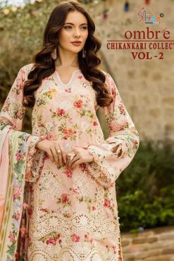 Shree Fabs Ombre Chikankari Collection Vol 2 Chiffon Cotton Salwar Suit Catalog 8 Pcs