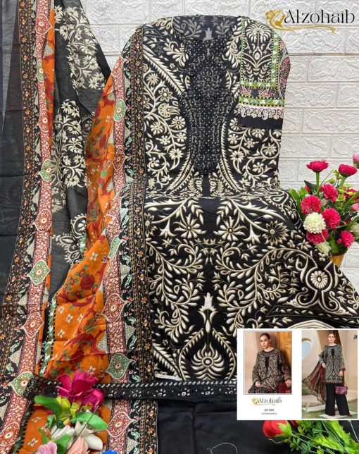 Alzohaib Fatima Chiffon Cotton Salwar Suit Catalog 5 Pcs 10 510x644 - Alzohaib Fatima Chiffon Cotton Salwar Suit Catalog 5 Pcs